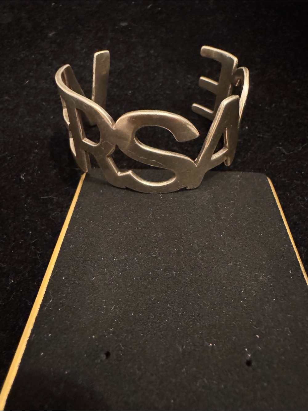 Versace Silver Letter Cutout Cuff Bracelet